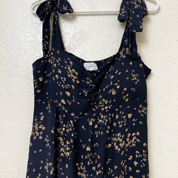 SOMA WKND Maxi Dress Soft Jersey Knit Tie Straps Navy Print Small (READ) - Picture 3 of 12